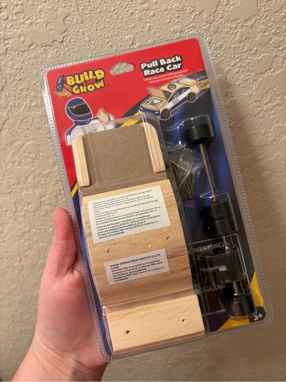 Build & Grow (Lowe’s) Pull Back Race Car - Natural Wood